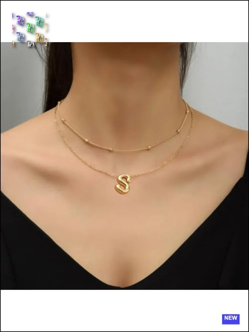 Gold Plated Layered Initial Choker Necklace Set for Women Teens